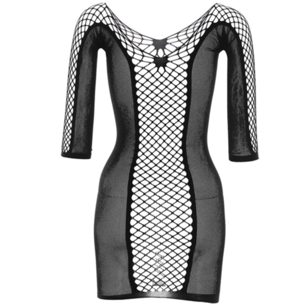 Black ** Long sleeve tube dress  one size fits all, Fishnet Hole Mini Dress